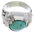 Southwestern Silver And Turquoise Flower Ring Size 7-1/2 UX33321